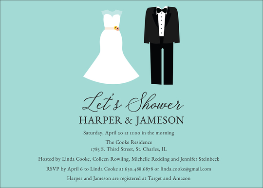 Blue Future Mr. and Mrs. Couples Shower Invitations